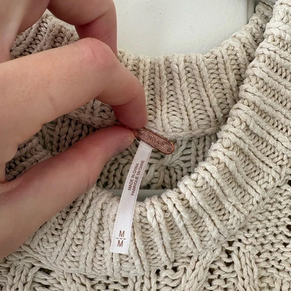 Free People Cream Sweater Medium - Picture 2 of 3